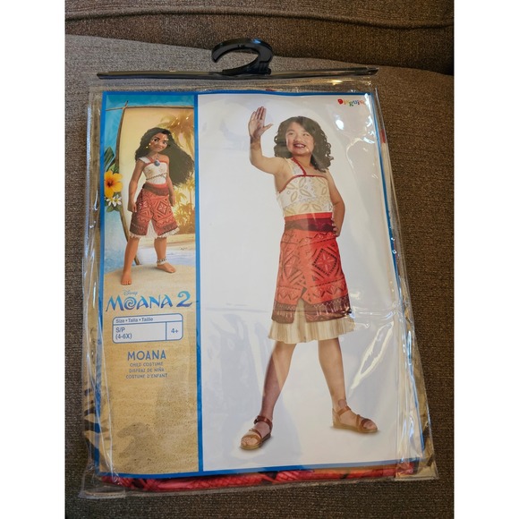 Disney Moana 2 Child Costume Dress Disguise Size S P 4-6X Halloween Princess NEW - Picture 2 of 9